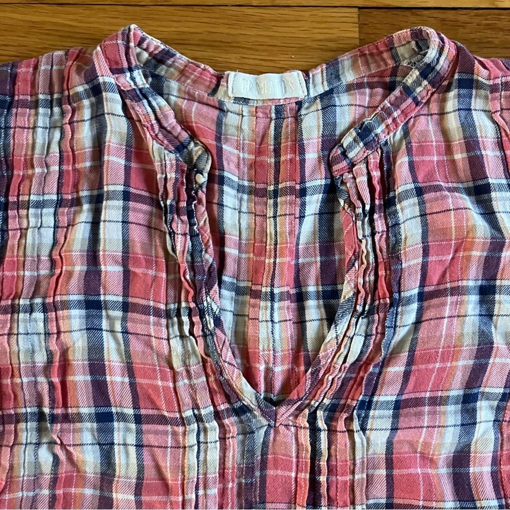 CP Shades Red Plaid Cowgirl USA Linen Cotton Regina Tunic Shirt Dress Medium - Picture 4 of 15